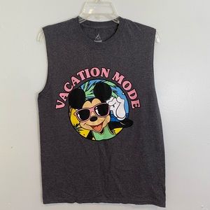 Mickey Mouse Vacation Mode T-Shirt Tank Top Size Small Grey
